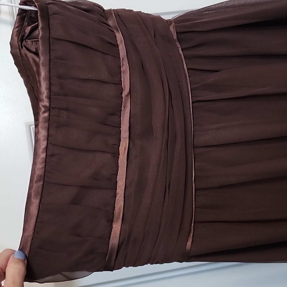 Thread Brown Strapless Floor Length Bridesmaid Dr… - image 3